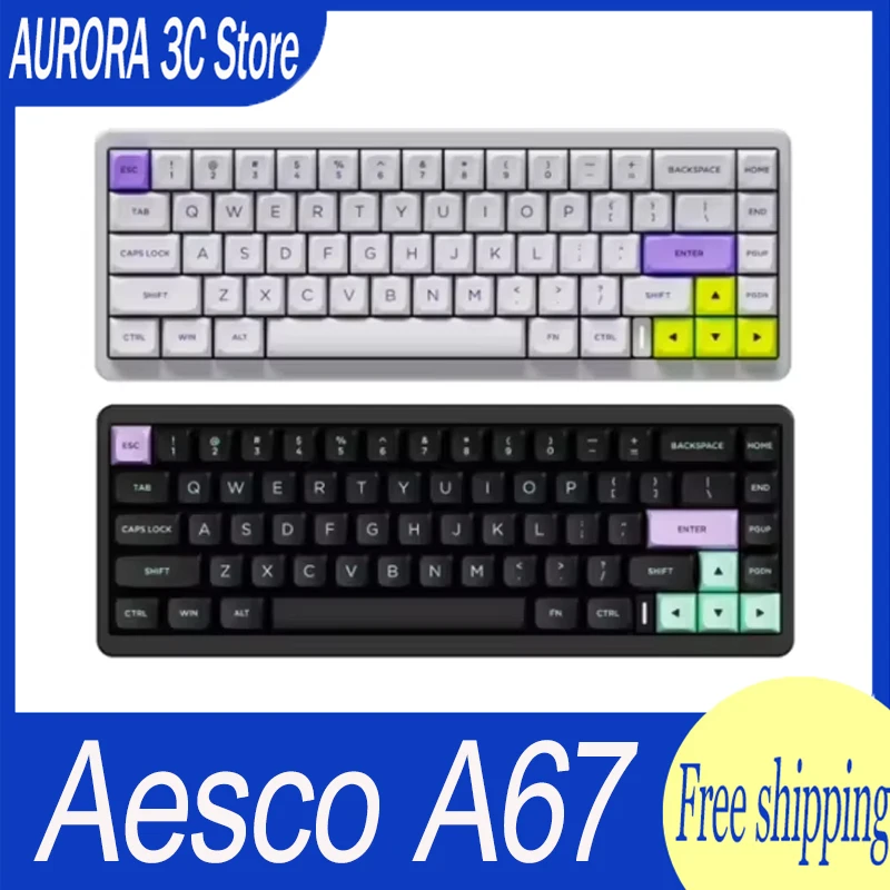 Aesco A67 Inductive Switch Mechanical Keyboard 8K 2.4G Dual Mode Low Delay ESports Gaming Keyboard 10000mah PC Gamer Accessories