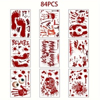 Halloween decorations, 84 pieces of Halloween window stickers, 9 blood handprint footprints Halloween wall stickers