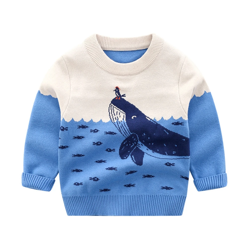 Cute Whale Boys Sweaters Toddler Kids Knit Pullover Winter Children's Clothes