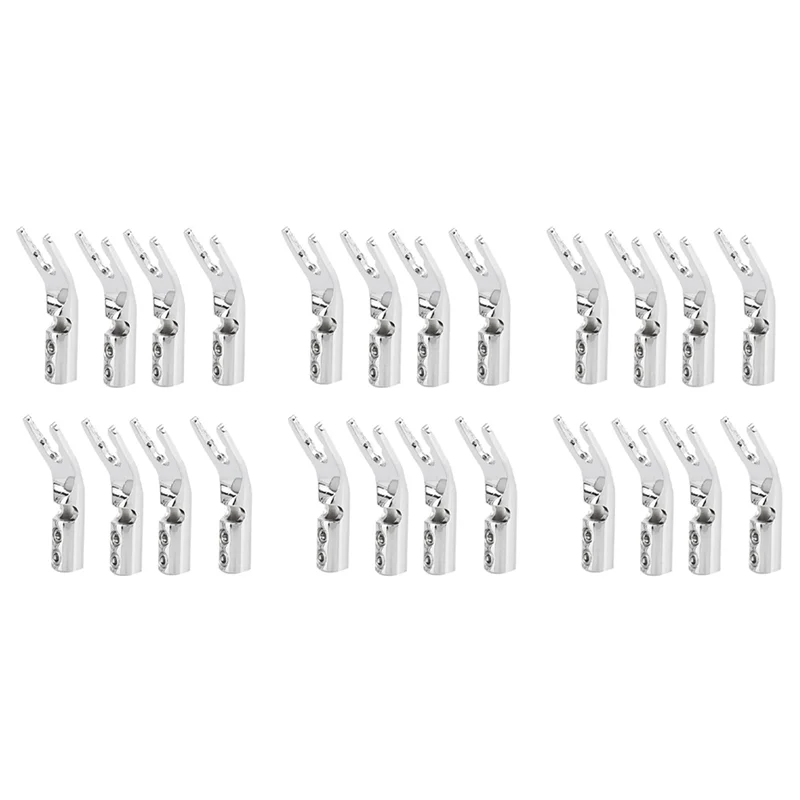 

ABKQ-24PCS HIFI Banana Y Spade U/Y позолоченный винт из чистой меди вилка Hi-Fi динамик лопаточный разъем вилки-серебро