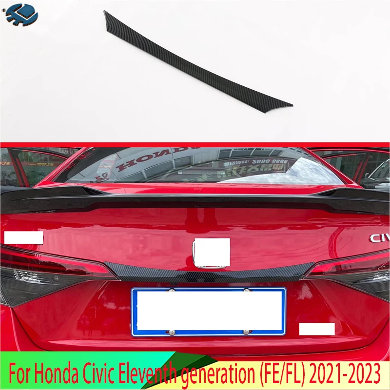 For Honda Civic Eleventh generation (FE/FL) 2021-2023 Carbon Fiber Style Rear Boot Door Trunk Lid Cover Trim Tailgate Garnish