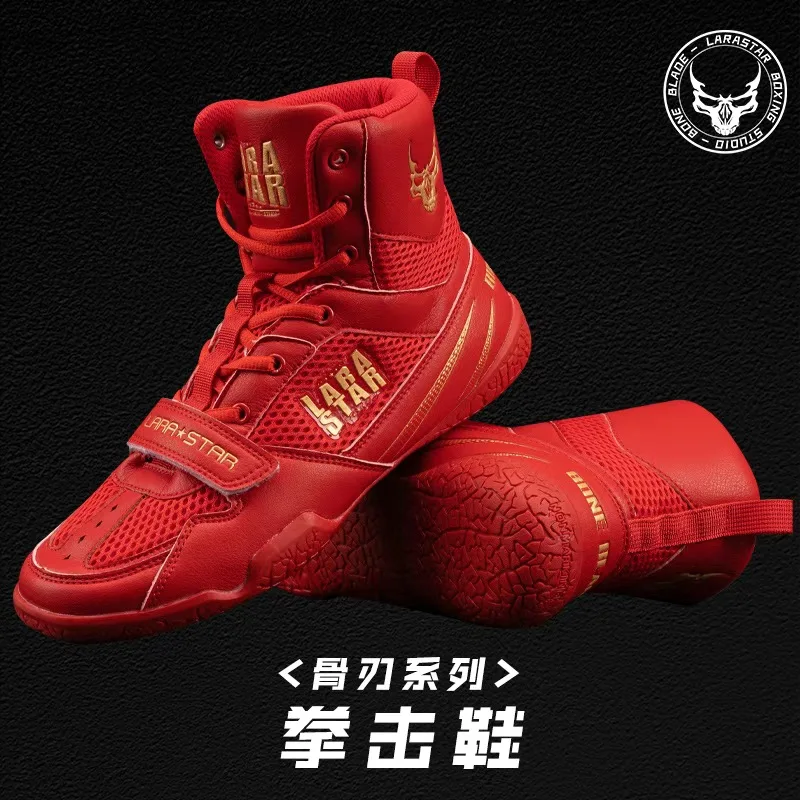

2025 New Men Boxing Boots Black Red Wrestling Shoes Mens Luxury Brand Gym Training Shoe Big Boy Breathable Fighting Shoes Man