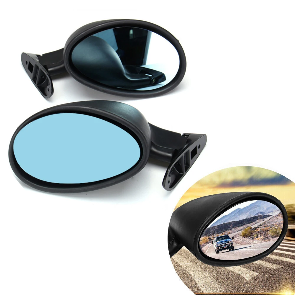 California Style Retro Door Side Wing Mirror Kit Universal Blue Len Hot Rod Rearview Mirror Vintage Flat Mirror Accessory
