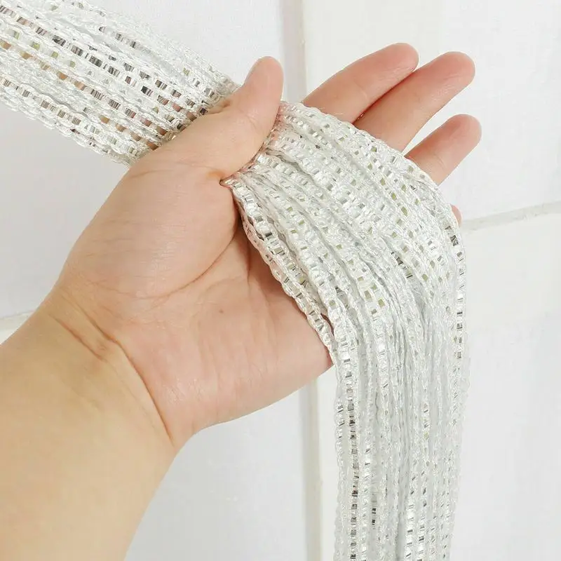 1mX2m Beaded Curtain Door Tassel String Curtain Partition Curtain Silver Tassel String Silver Leather Door Curtain Line Curtain