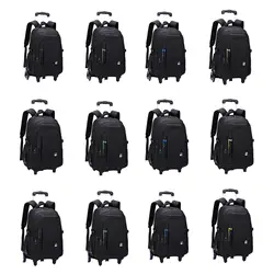 Rolling Backpack Portable Removable Trolley Water Resistant Multifunctional Computer Bag for Camping Overnight Business Adults