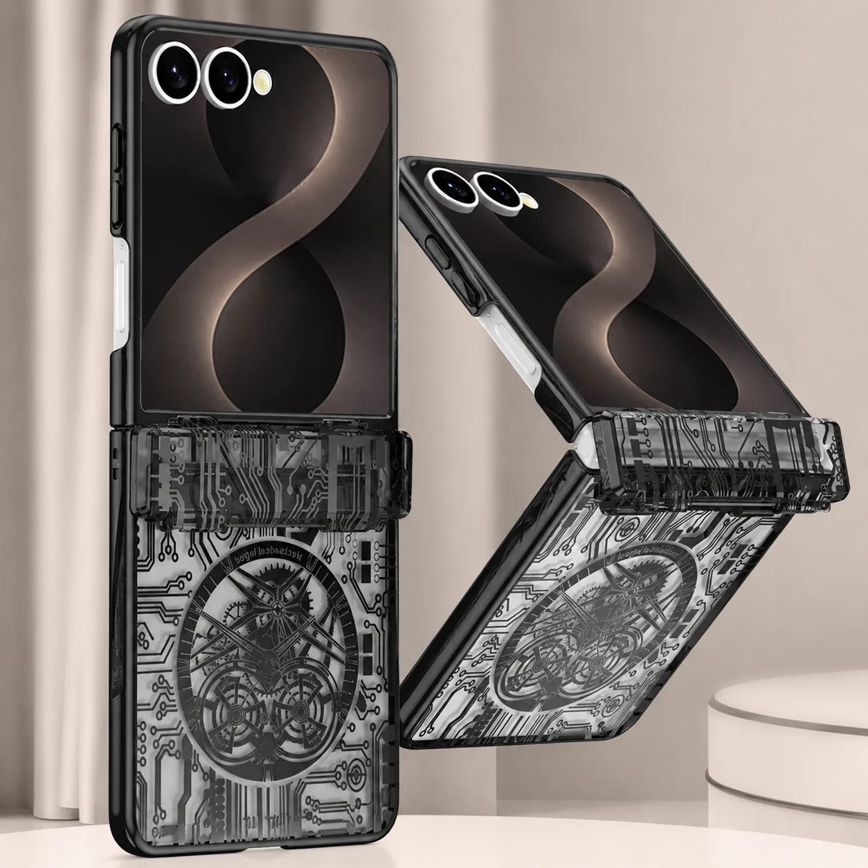 Maschinell veredelte Handyhülle für Samsung Galaxy Z Flip 8 7 6 5G Z Flip7 FE Flip6 Flip5 mit Scharnierschutz aus hartem PC-Material