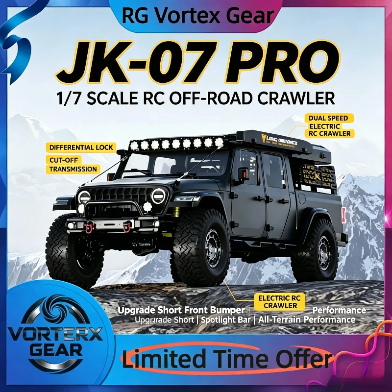 【In Stock】New Jk07 Pro Upgraded Remote Car 1/7 Off-Road Vehicle Car Differential Lock Transmission Dual Speed Remote Control Car
