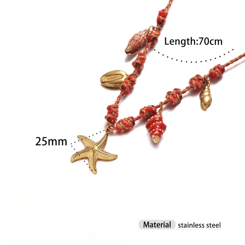 Keramik Anhänger Titan Stahl Farbe Seil Halsketten Ozean Stil Weibliche Persönlichkeit Frische Mode Halskette Schmuck – Detail 6