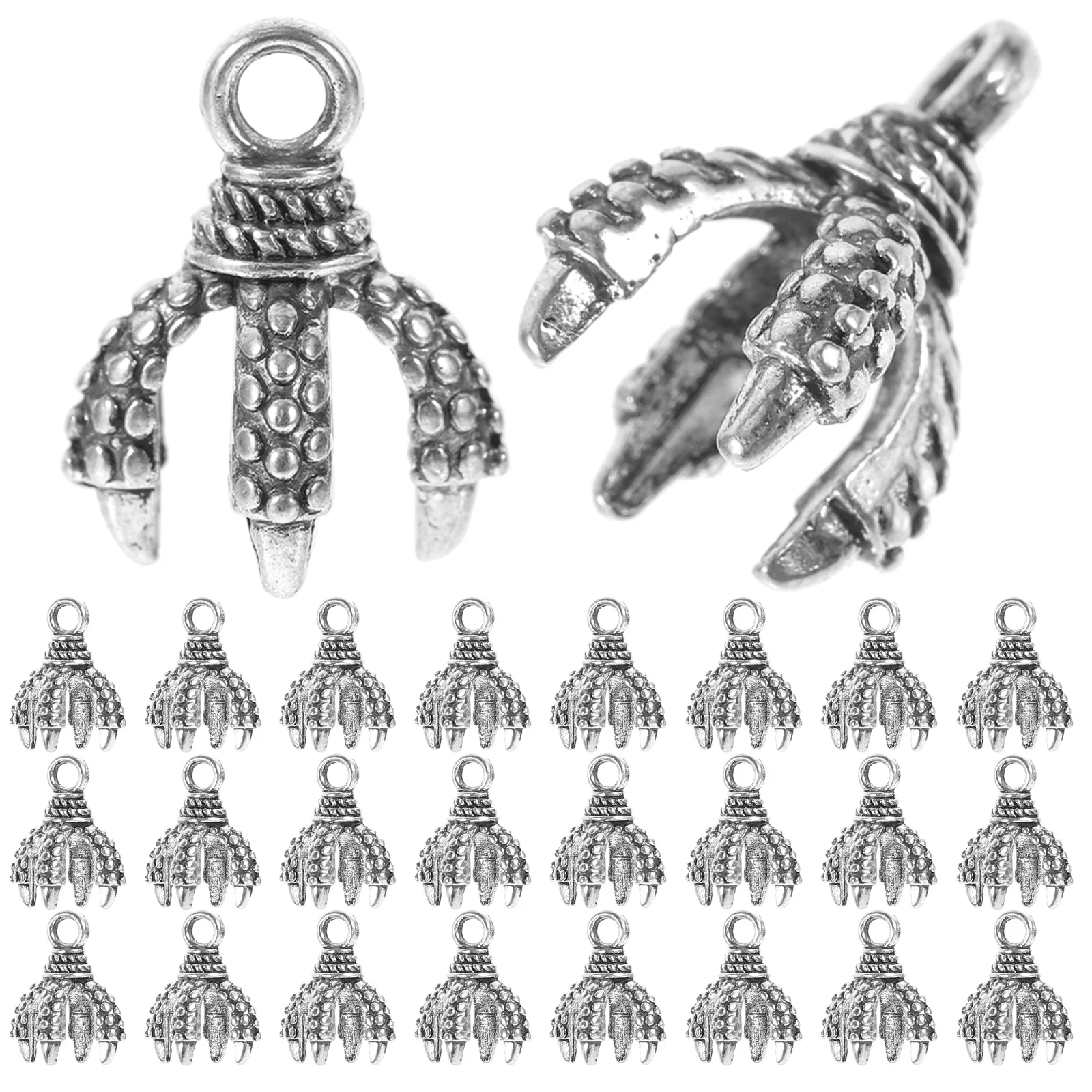 50Pcs Pearl Inlay Dragon Claw Charms Alloy Vintage Pendants for DIY Jewelry Making Accessories Necklace Bracelet