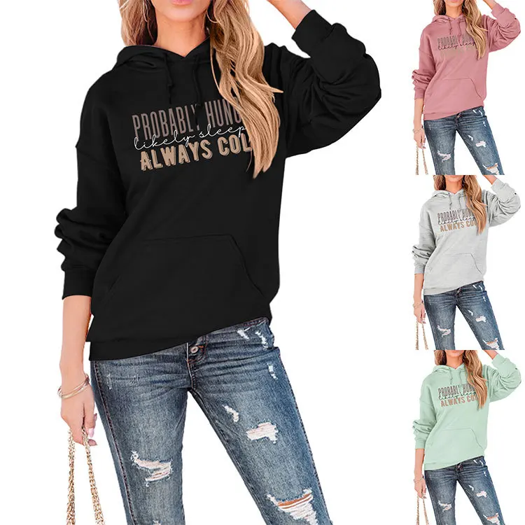 

The new long-sleeved hoodie for autumn and winter is probably hungry likely to print fashionable loose ladies' tops with casual