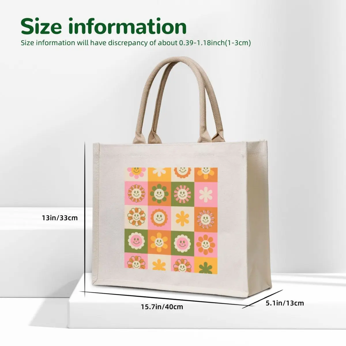 Cheery Floral Checks Tote Bag Women's shopper Canvas stote bag Shopper handbag hand bag