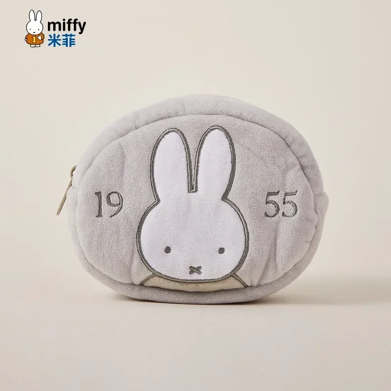 New Miffy Embroidery Anime Cartoon Plush Rabbit Zipper Zero Wallet Storage Makeup Carrying Portable Bag Kawaii Gift Convenient