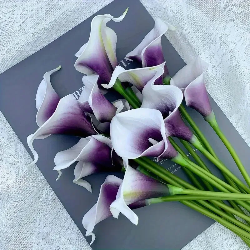 5/10 Stück Realistische Weiße Calla-Lilien für Brautsträuße, PU-Calla-Kunstblumen für Heimdekoration, Schlafzimmer, Tischdeko und Fotografie-Requisiten – Detail 7