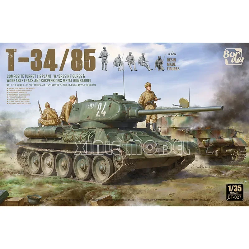 

Border Model Building Kits 1/35 BT-027 T-34/85, Composite Turret, 112 Plant (w/ Resin Figure) for Military Toy Model Hobby