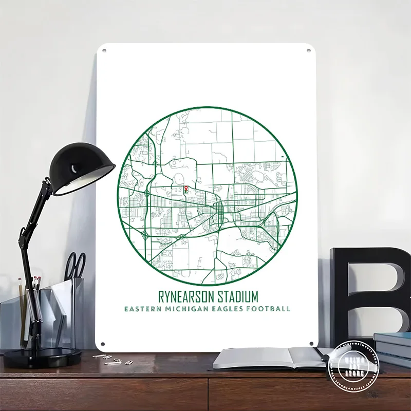 Eastern Michigan Eagles 3D Texture Metal Poster Customized Wall Art Tin Sign Gift for Mancave Room Decorating Interior Wand Deko