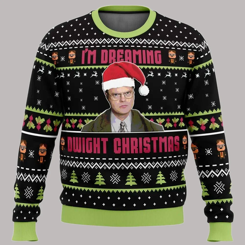 كاذبة مكتب القبيح عيد ميلاد سعيد سترة 2025/26 موضة جديدة الرجال المتضخم قناع السترة القمم الشتاء النساء البلوز