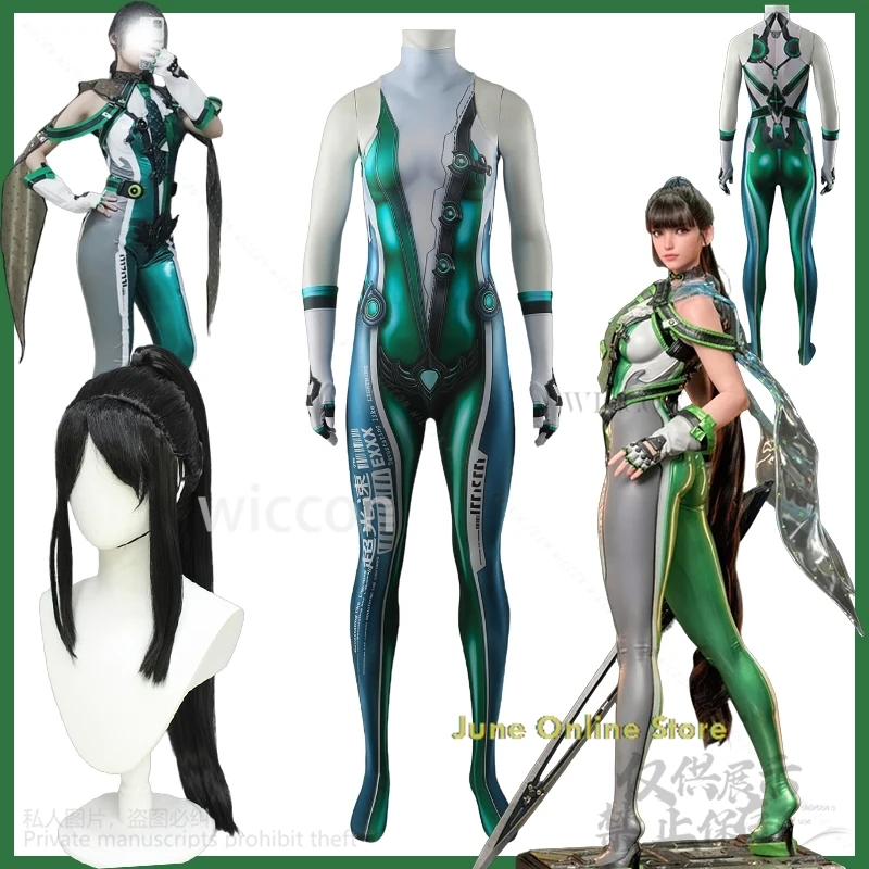 

Game Nikke Cosplay Blade Collab Eve Anime Costume 3D Printed Green Sexy Jumpsuit Punk Zentai Bodysuit Y2K Jirai Kei Girls Cos