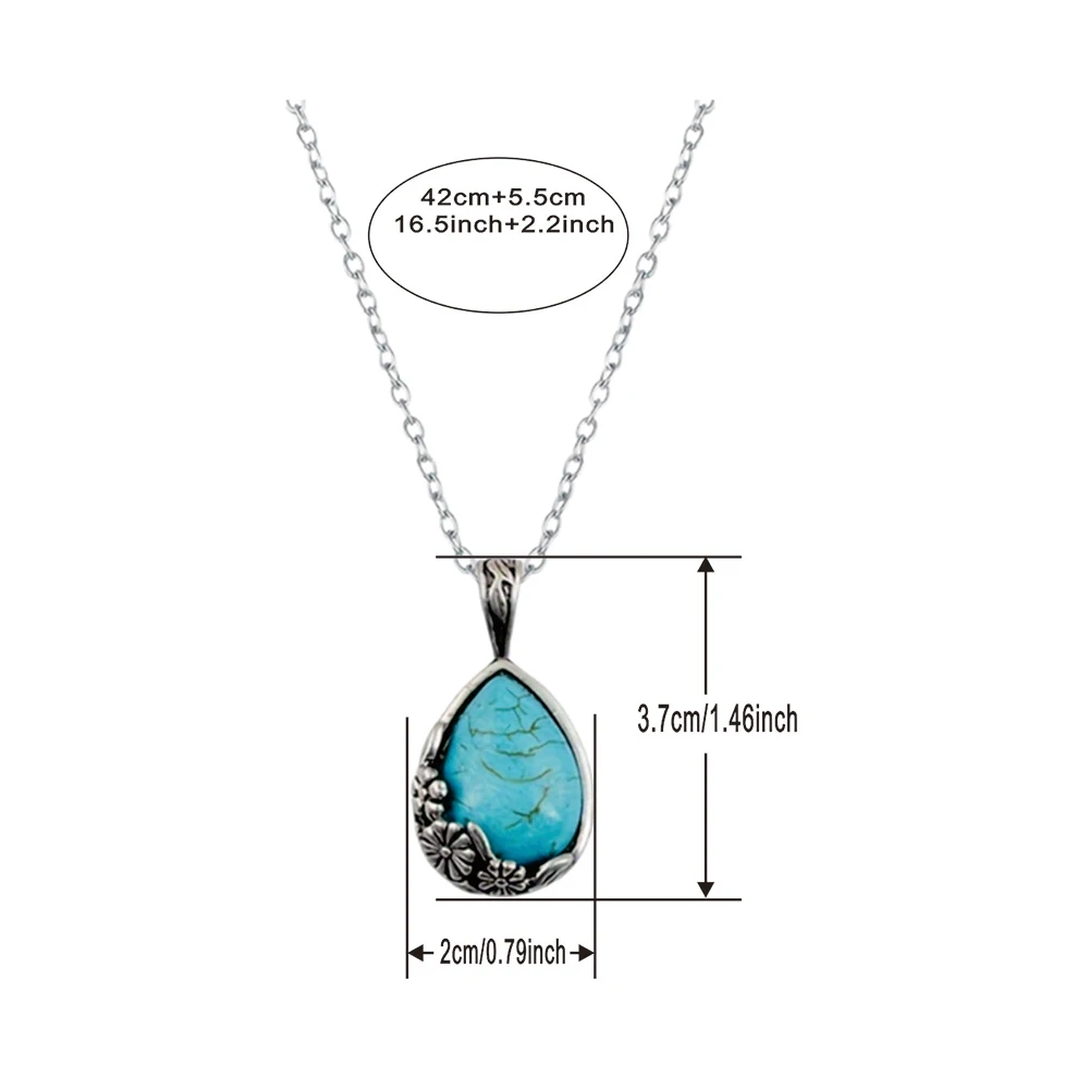 Vintage African Nigerian Water Drop Statement Necklace Natural Stone Silver Plated Tibetan Style Jewelry Pendants