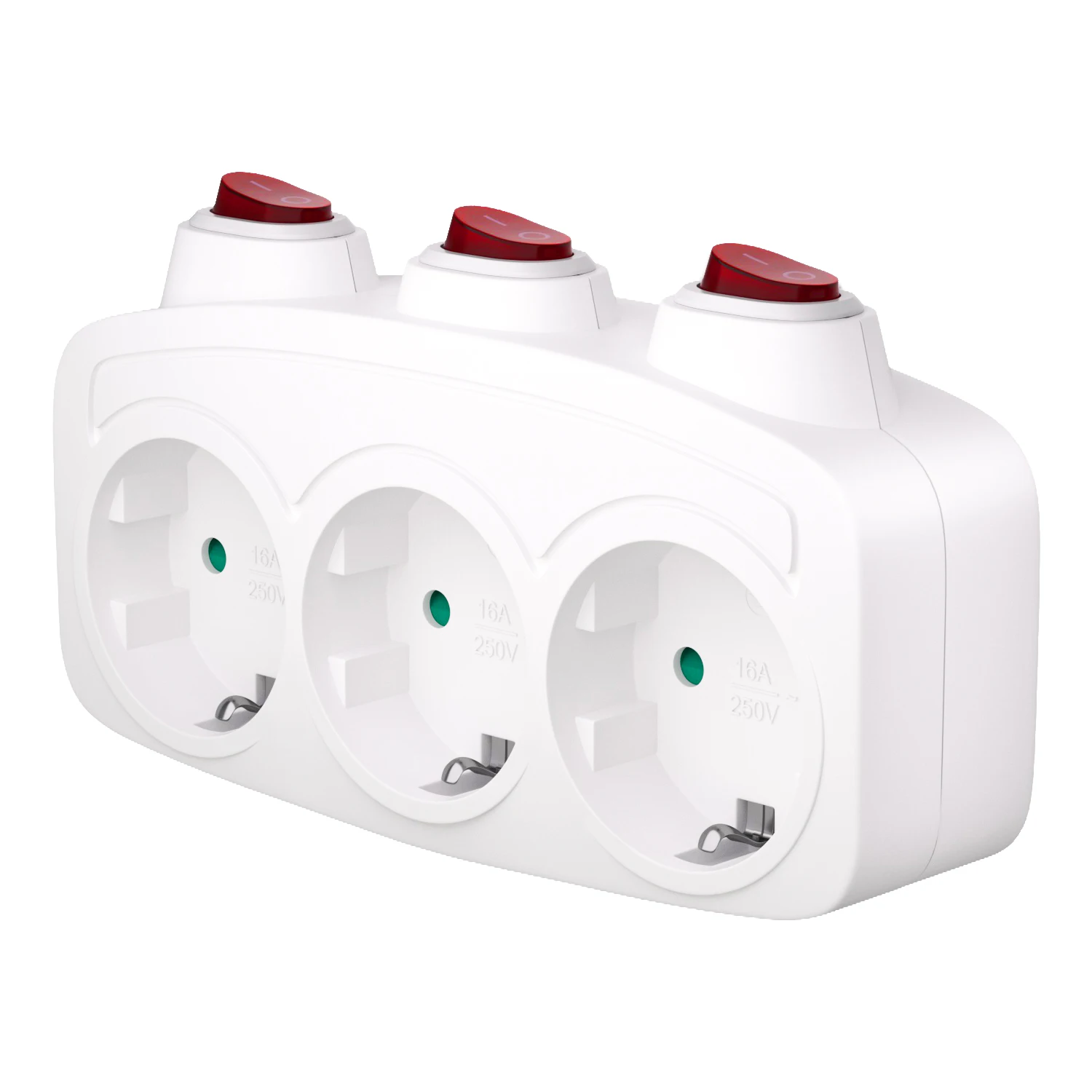 

EU Sockets adapter With ON/OFF Switch 16A/250V 1 To 3 Way Germany Standard Extensions Adapter Wall Plug Power Converter