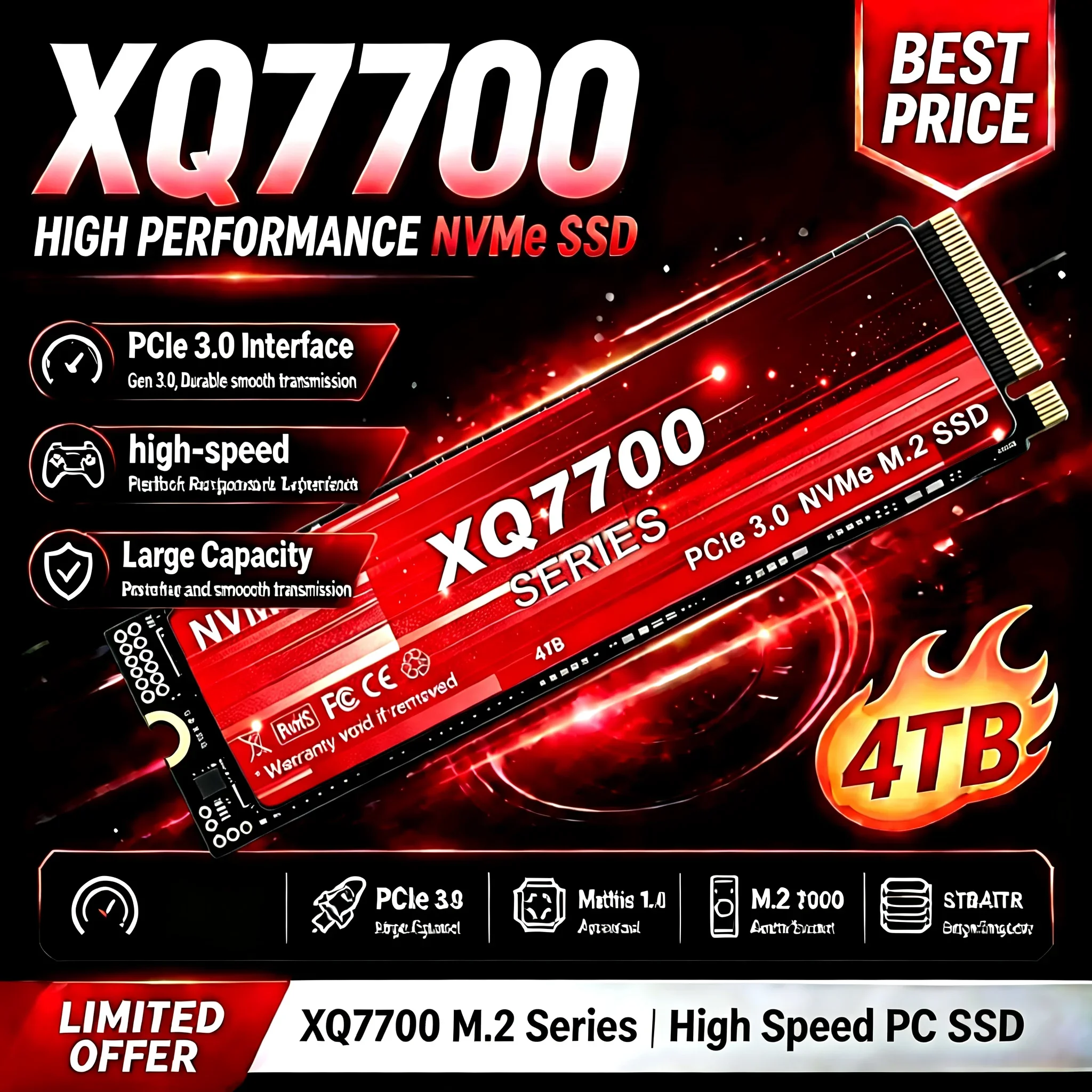 XQ7700 M2 PCIe3.0 NVMe SSD 500G 1TB 2TB PCIe3.0 500GB 4TB Hard Drive Hard Drives Hdd Disk Hd for Laptop Desktop