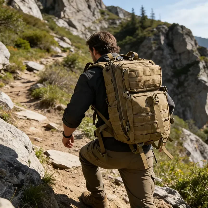 900D Oxford 45L Anti-Theft Waterproof MOLLE Pouch Assault Pack Tactical Backpack for Men for Outdoor Camping Hiking