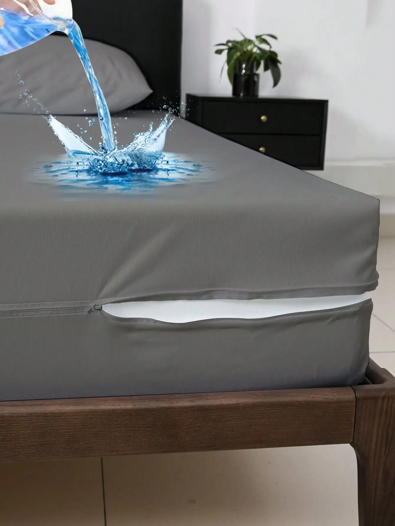 

1 шт. Водонепроницаемый наматрасник на молнии для кроватей 9-12 дюймов, дышащий, моющийся чехол