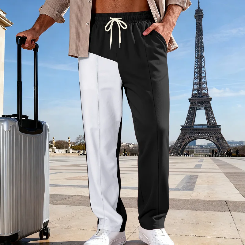 Autumn Men's Loose Trend Light And Familiar Casual Contrasting Color Commuter High Street Hip-hop Straight-leg Pants