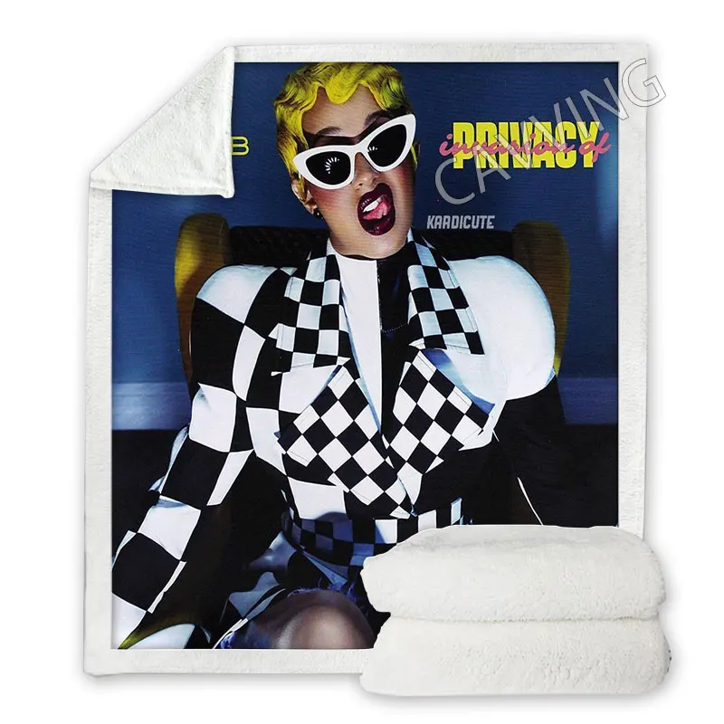 Cardi B  3D Printed  Sherpa Blanket Rectangle Blanket Textiles Fleece Wearable Blanket Throw Blanket Home Decor