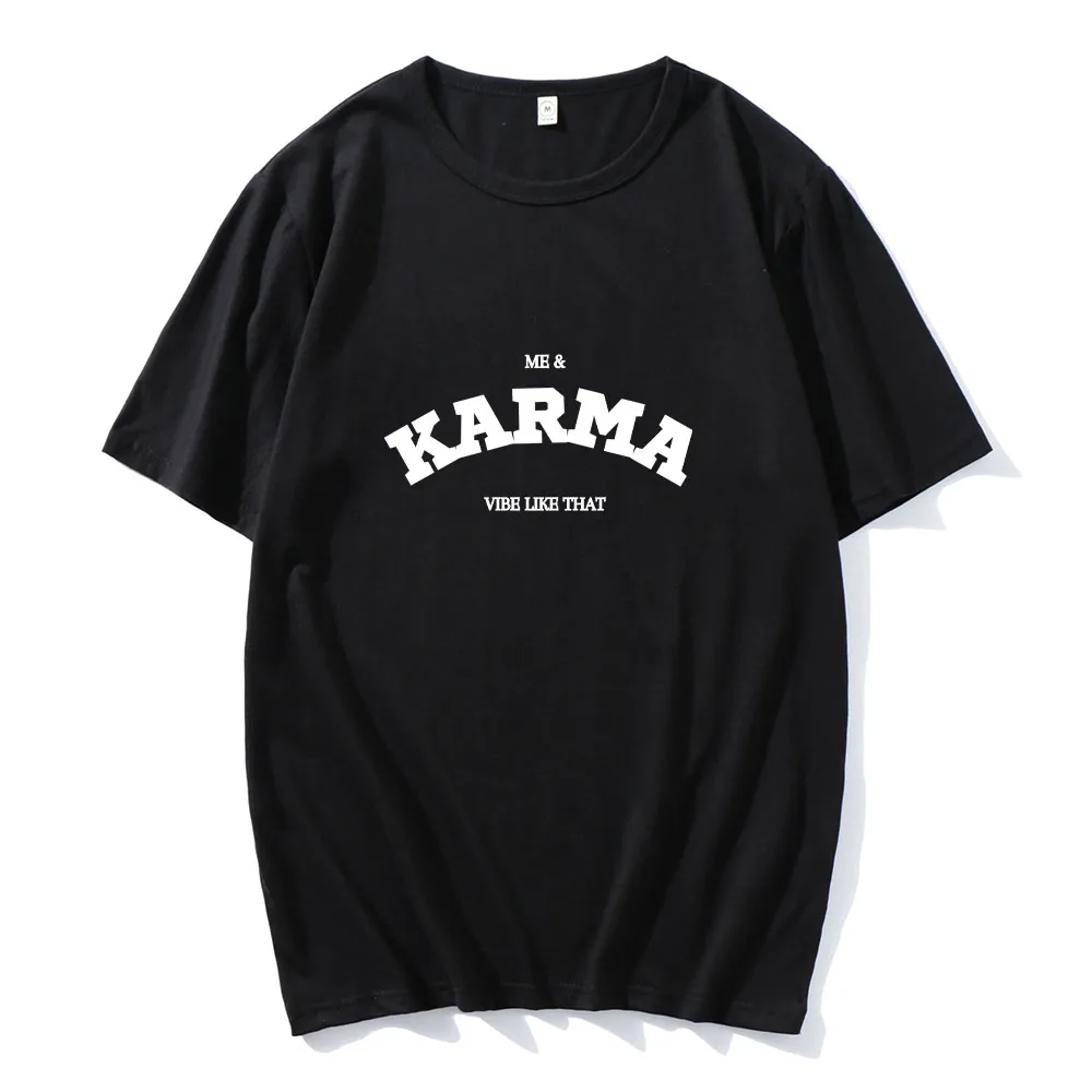 Karma Is A Cat T-shirts for Spring Round Neck Print Tee-shirt Funko Pop Fashion Cotton Tshirt Ropa Hombre Comfortable Clothes