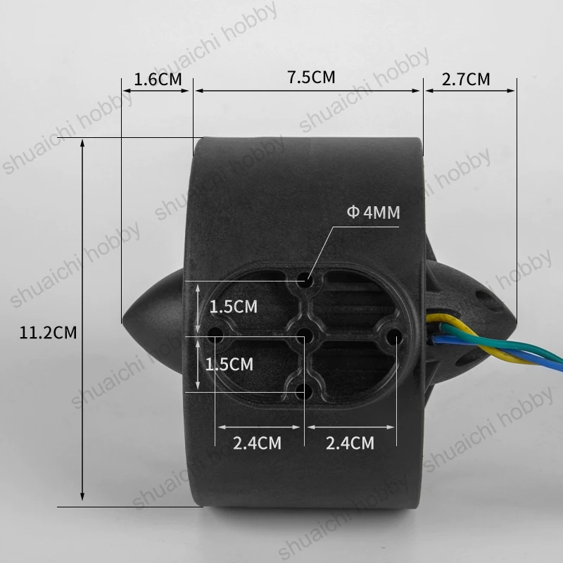Propulsor subacuático ROV de 12-24V, 400W, hélice CCW/CW, Motor sin escobillas, empuje de 7KG para Robot submarino, barco de cebo RC