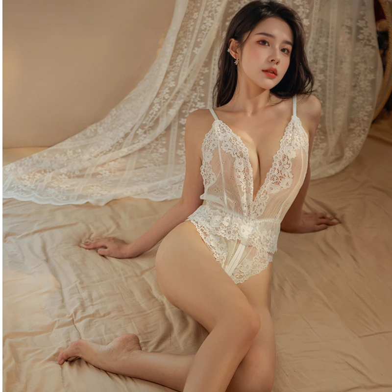 

18+xxx adult lingerie lace seduction suspender open cut jumpsuit plus size sleepwear women's hot uniform set daring woman