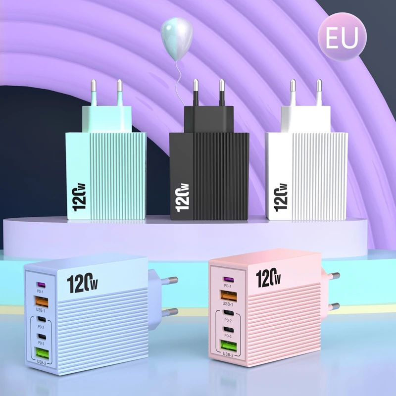 Xiaomi Multi Port 3PD + 2USB Зарядное устройство для мобильного телефона Сверхбыстрая зарядная головка 5 портов ЕС США Британская вилка для Samsung Iphone Tablet Новый