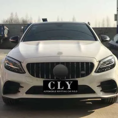 Front Car Grill For 2019+ Mercedes-Benz W205 C CLASS Facelift C63S AMG GTR Silver Black Grille