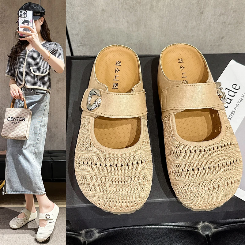 Women's Fashion Slippers Platform PU Leather Comfortable Summer 2026 Garden Shoes for Girls Hollow Out Non Slip Beach Sandals