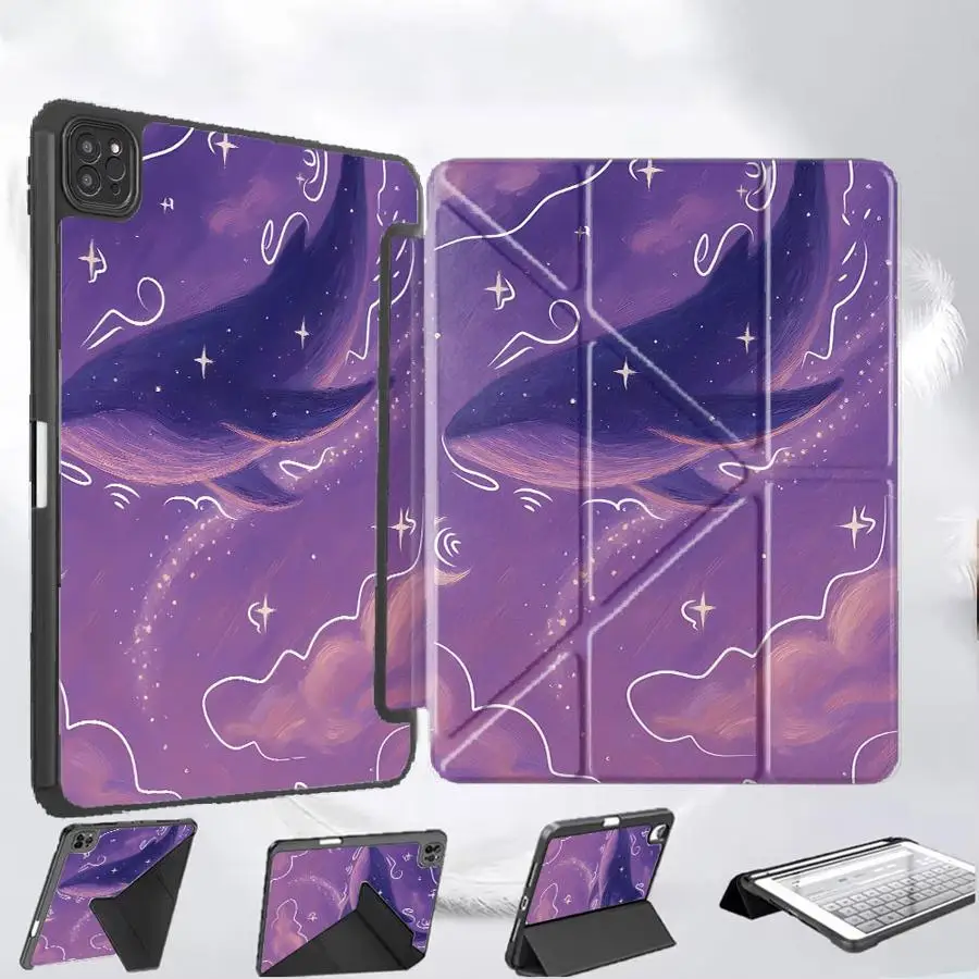 

Чехол-подставка для планшетов iPad Pro 11-го, 10-го, 9-го, 8-го, 7-го поколений, 12.9 дюймов, Mini 6, 7, Pro 2025, Air 4, 5, M3, M2, M4, 11 дюймов, фиолетовый, звездный дизайн