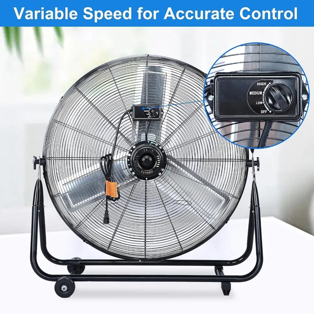 Dynamic 30-Inch Floor Fan with Roll Booster - Industrial-Grade Airflow, 360 Degree Adjustable Tilt, and Portable Design