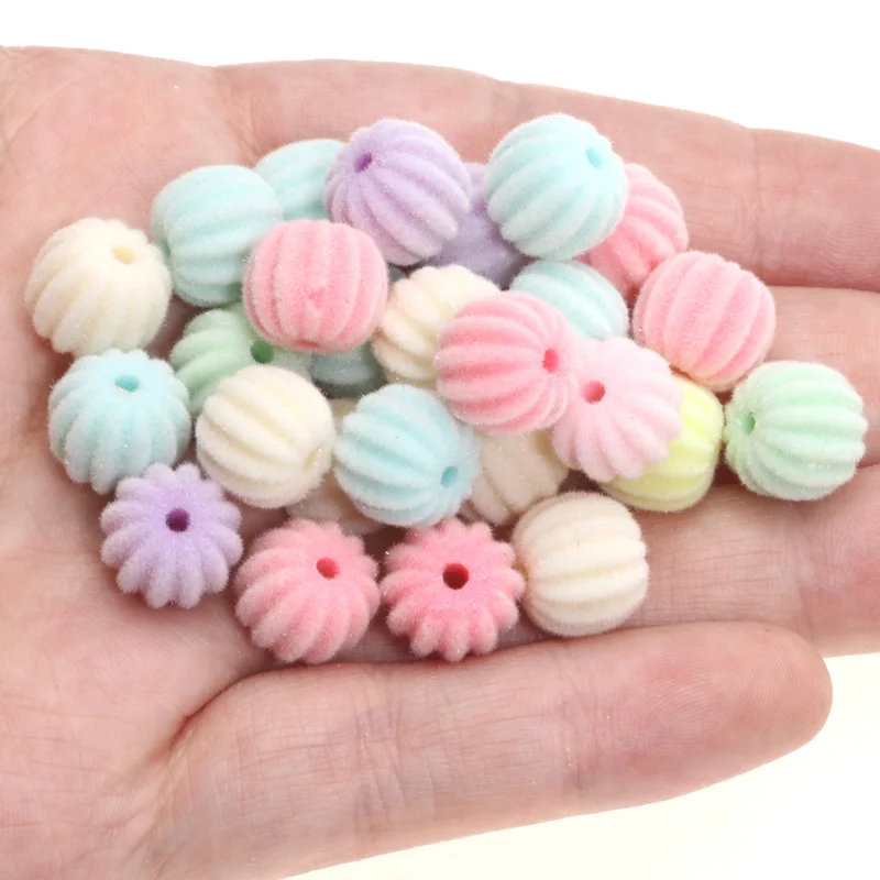 10x11MM 20Pcs Mixed Color Pumpkin Beads Straight Velvet Acrylic Beads For Jewelry Necklace Bracelet Craftsmanship