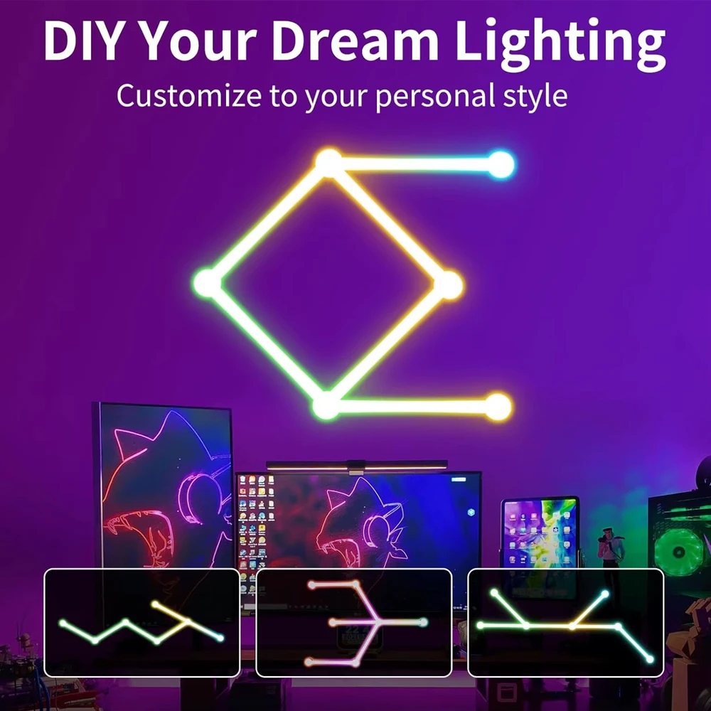DIY RGB Wall Light LED Smart WIFI Matter Lamp Indoor Splicing Atmosphere Lighting Smart Home Room Decor Bar Luces Night Light