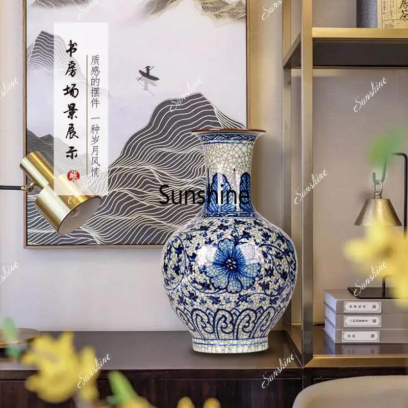 Ceramics, antique-style hand-painted vases, living room antique rack ornaments, Chinese flower arrangements