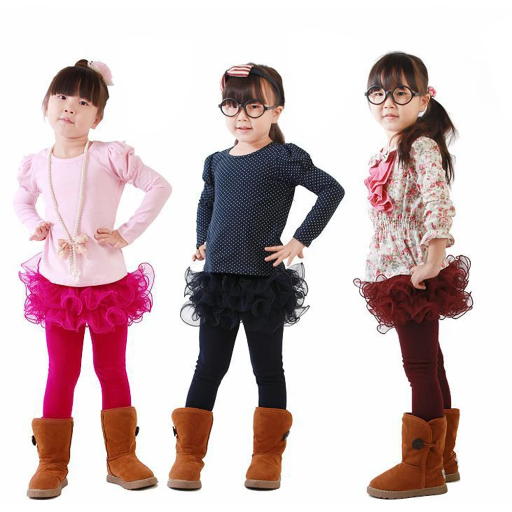 

Girls Winter Warm Lined Tights Trousers Elastic Thick Leggings Ninth Pants for 8-12 Years Old (Dark Red)