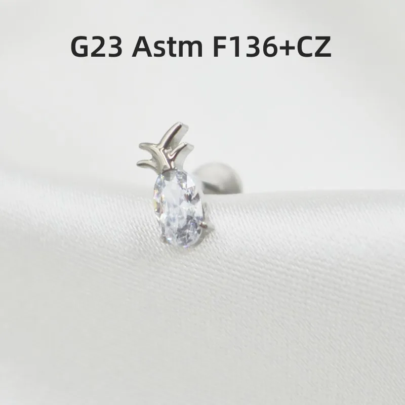 

LOT10pcs ювелирные изделия для тела-16G G23 Титан Astm F136 ананас брикет пирсинга губ