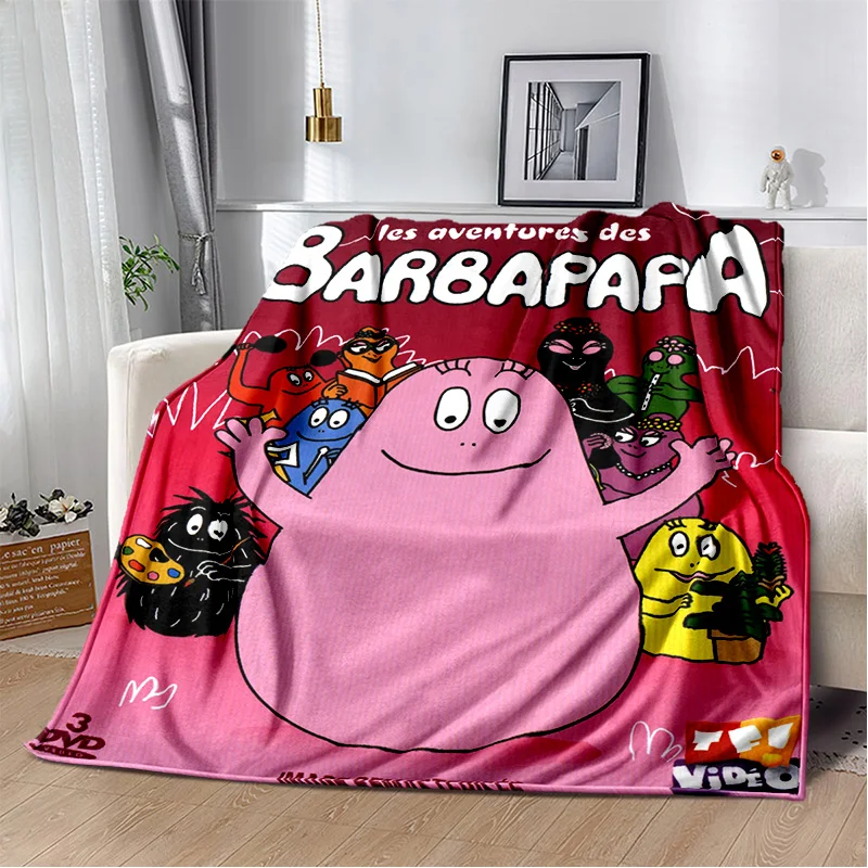 Les Barbapapa Family Anime Cartoon Blanket,Soft Throw Blanket for Home Bedroom Bed Sofa Picnic Travel Office Cover Blanket Kids