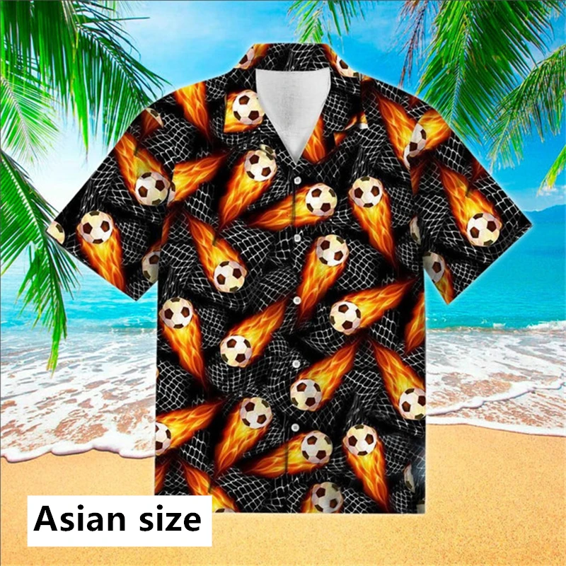 2025 New Soccer Balls Pattern 3D Printed Men Hawaiian Shirts Pop Summer Fashion Short Sleeve Sport Tops Women Y2k Beach Blouses