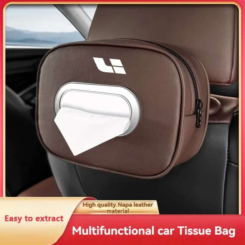 Lederen Tissue Box Auto Middenconsole Armsteun Servet Box Zonneklep Achterbank Tissue Box Met Bevestigingsriem Voor Lixiang Toonaangevende Auto