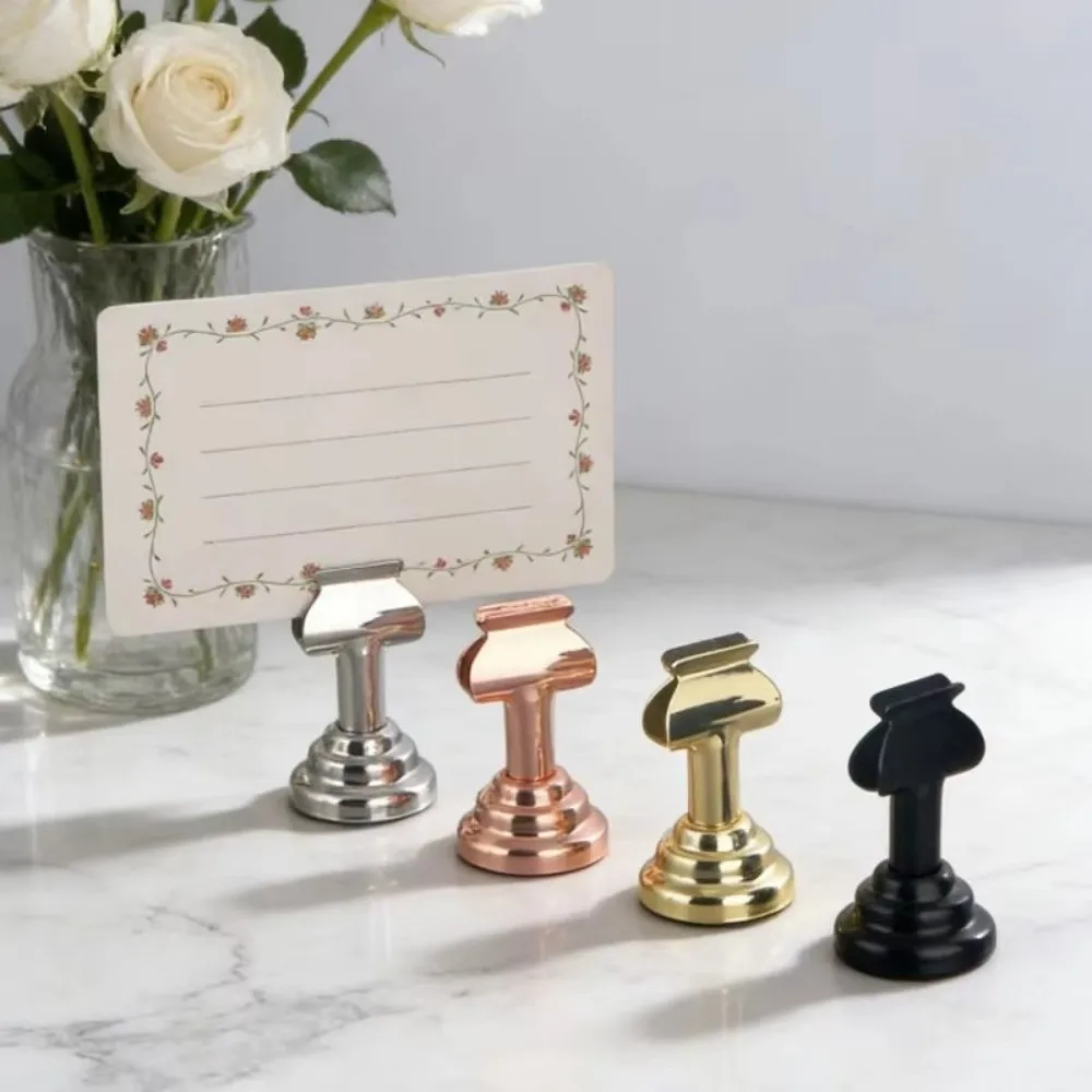 New Metal Table Number Holder Circular Base Reusable Desktop Display Clip Vertical Place Card Holder Restaurant Display