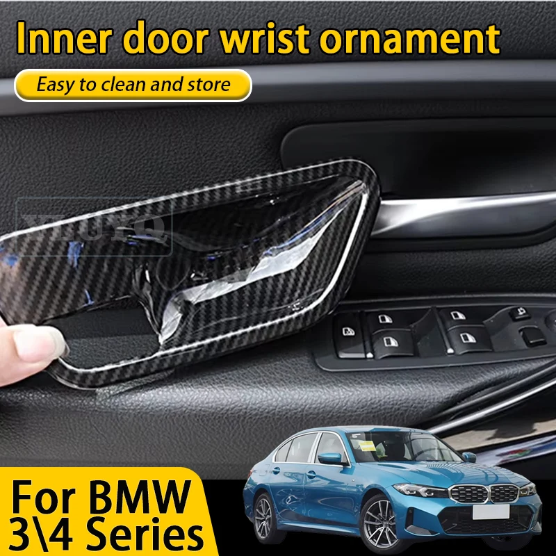 

For BMW 3 4 Series Car Interior Door Bowl F30 F32 F35 2013-2018 Carbon Fiber Texture Door Handle Interior 2025 Accessories