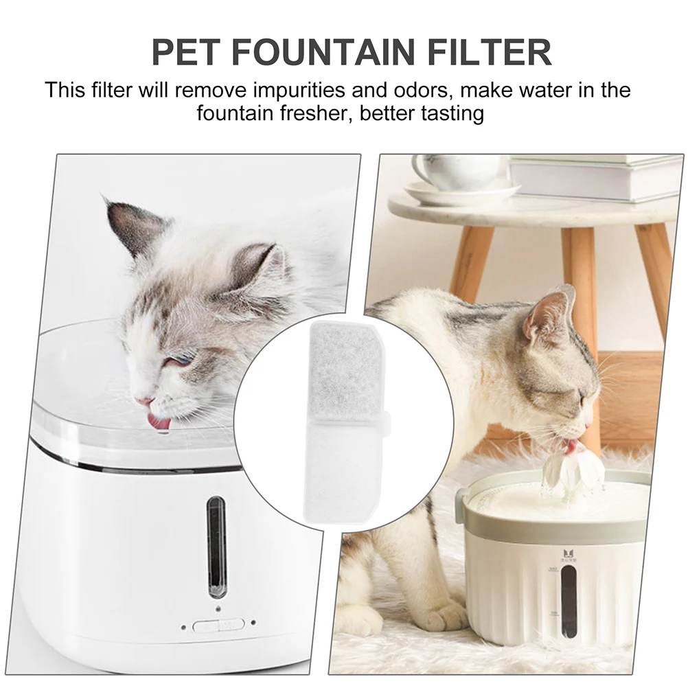 

8pcs Pet Fountain Filter Replacement For Cat Water Dispenser Filtering Mat Removes Hair Debris Odors Safe