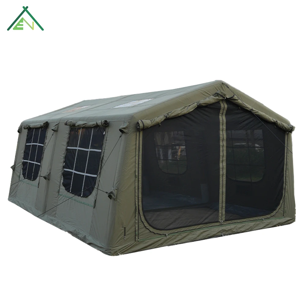Premium Cotton Canvas Inflatable Air Tent 17.28 5-6 Persons Luxury Glamping Four-season One Bedroom Living Room Quick Setup