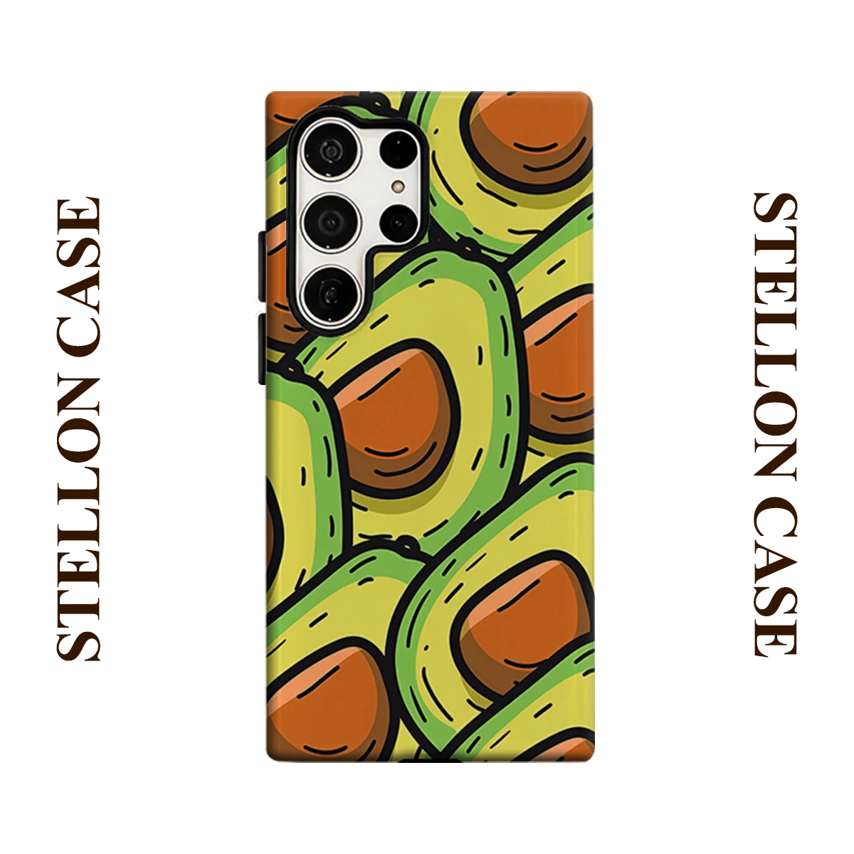 Avocado Pop Glossy Double Layer Shockproof Phone Case For Samsung Galaxy S25 Ultra S24 Plus S23  Ultra Hard Back Cover