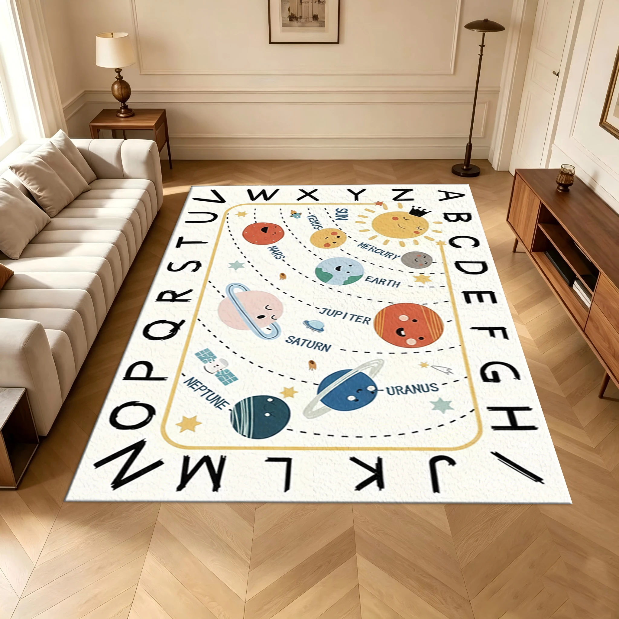 Solar System Planet Alphabet Carpet Cartoon Space Abc Printed Floor Mat Children's Room Carpet